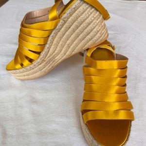 Barneys yellow platform espadrille